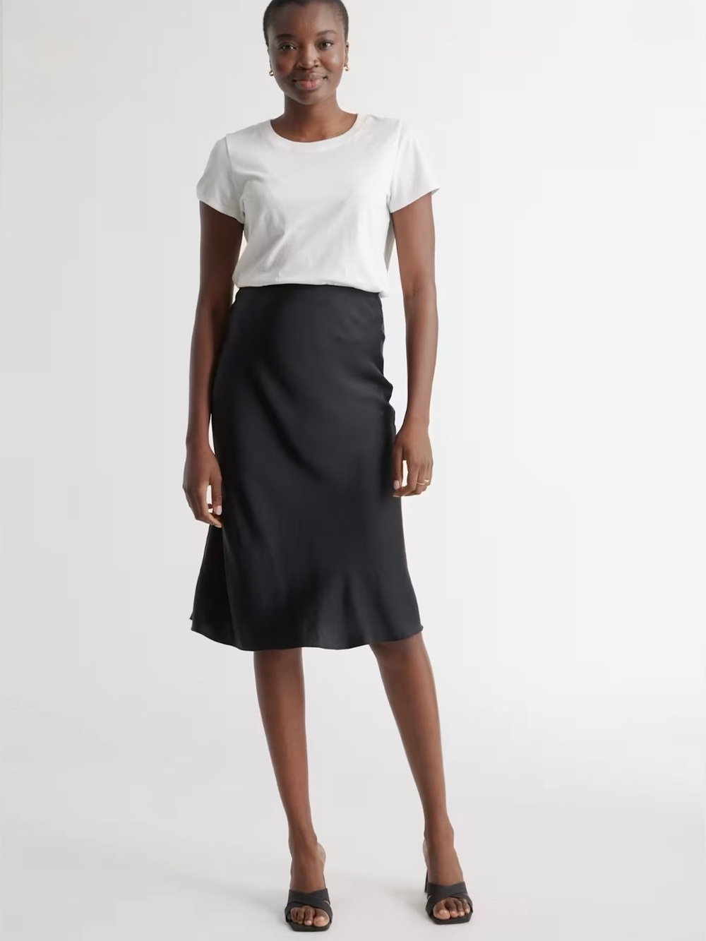 Quince 100% Washable Silk Skirt in Black